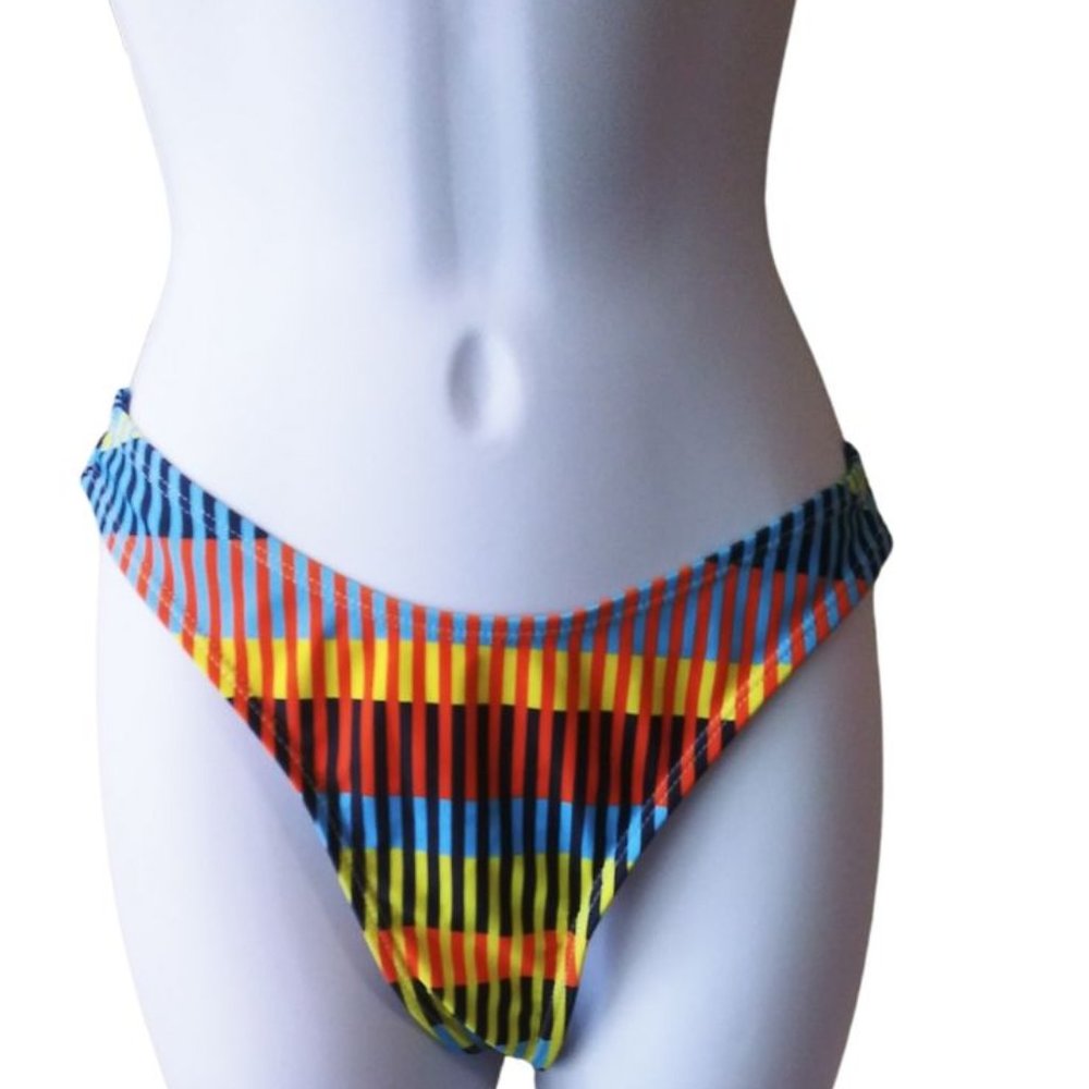 BIKINI SWIMSUIT BOTTOM MULT-COLOR STRIPES